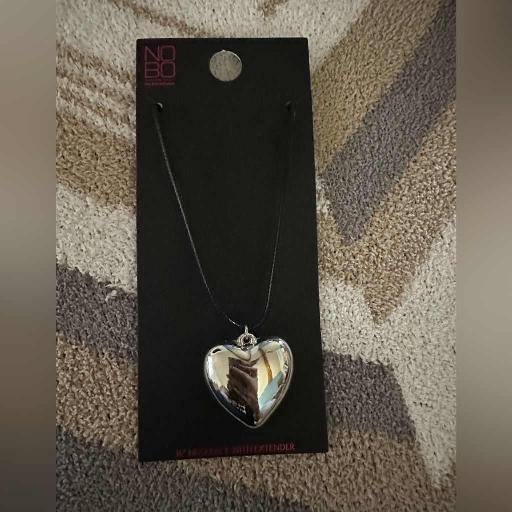 No Boundaries Large Silver Heart Necklace New Boho Necklace